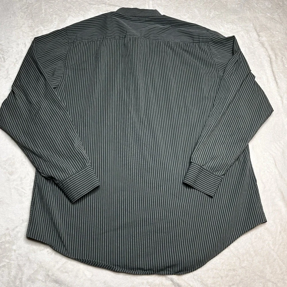 Vintage Banana Republic Mens XL Gray Striped‎ Long Sleeve Button Up Shirt